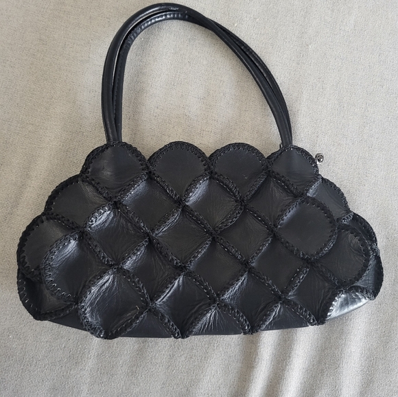 Vintage PU-leather look patchwork bag - Picture 2 of 9